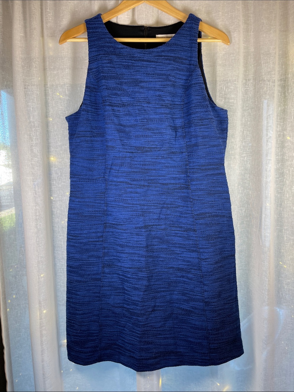 LOFT Blue Textured Sleeveless Shift Dress
